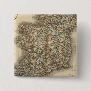 Ireland Atlas Map Vierkante Button 5,1 Cm