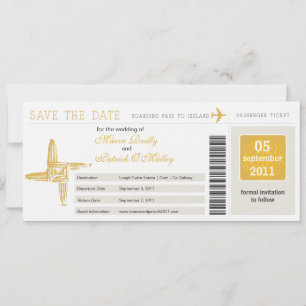 Ireland Boarding Pass Wedding Save the Date