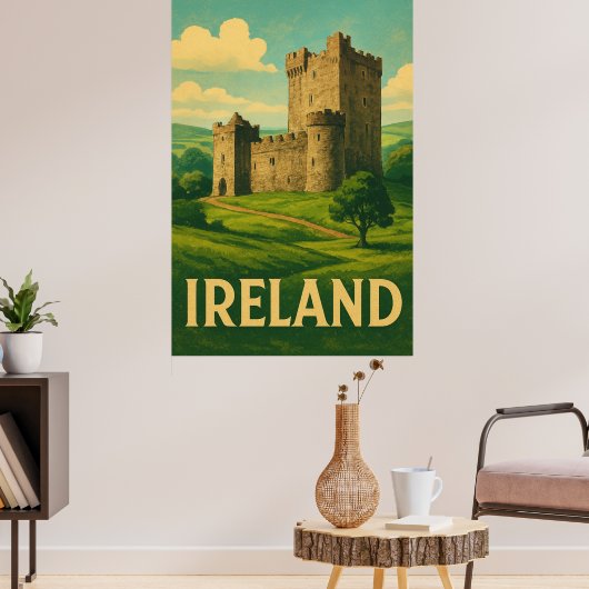 Ireland Castle Travel – Vintage Style Irish Poster (Woonkamer 3)