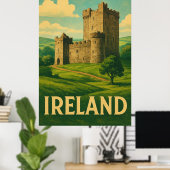 Ireland Castle Travel – Vintage Style Irish Poster (Thuiskantoor)