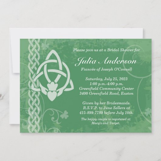 Ireland Claddagh Bridal Shower Invitation Kaart (Voorkant)