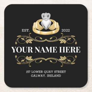 Ireland Claddagh Ring Style Design Square Kartonnen Onderzetters