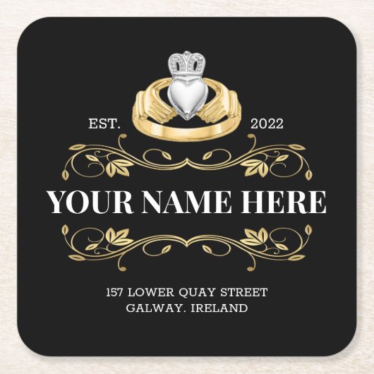 Ireland Claddagh Ring Style Design Square Kartonnen Onderzetters (Voorkant)