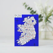 Ireland Clan Names Vintage Map Postcard Briefkaart (Staand voorkant)