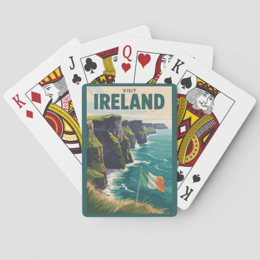 Ireland Cliffs of Moher Illustration Travel Art Pokerkaarten (Achterkant)
