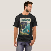 Ireland Cliffs of Moher Illustration Travel Art T-shirt (Voorkant volledig)