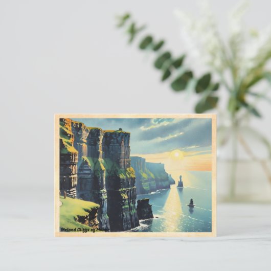 Ireland Cliffs of Moher Vintage Briefkaart (Staand voorkant)
