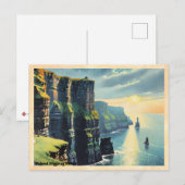 Ireland Cliffs of Moher Vintage Briefkaart (Voorkant / Achterkant)
