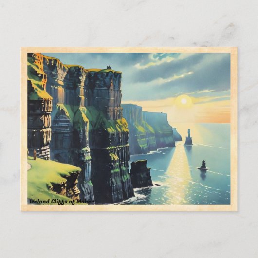 Ireland Cliffs of Moher Vintage Briefkaart (Voorkant)