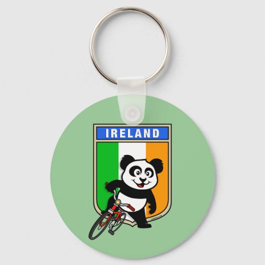 Ireland Cycling Panda Sleutelhanger (Voorkant)