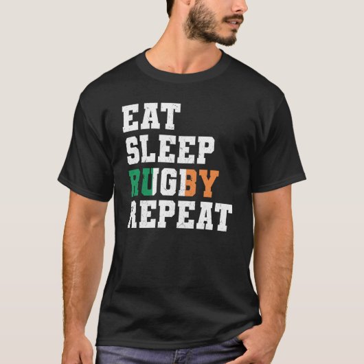 Ireland Eat Sleep Rugby Repeat Irish Pride T-shirt (Voorkant)