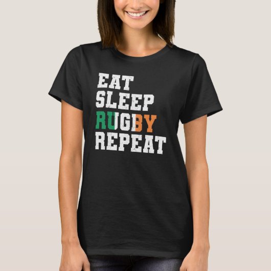Ireland Eat Sleep Rugby Repeat Irish Pride T-shirt (Voorkant)