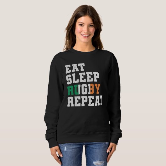Ireland Eat Sleep Rugby Repeat Irish Pride Trui (Voorkant volledig)
