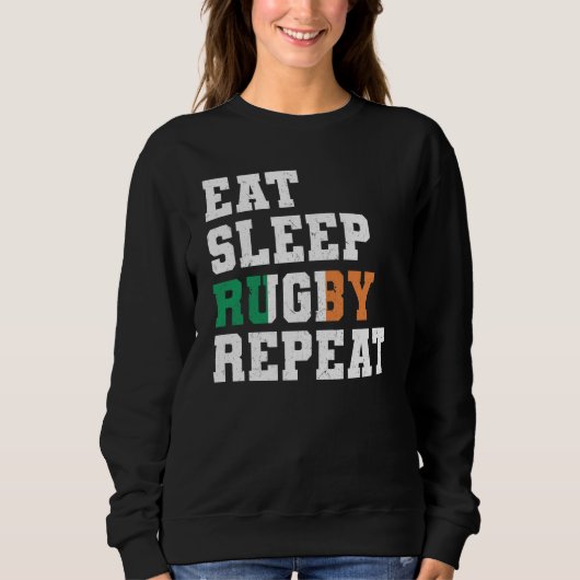 Ireland Eat Sleep Rugby Repeat Irish Pride Trui (Voorkant)