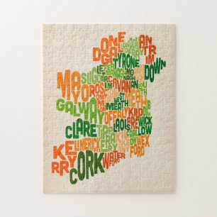 Ireland Eire County Text Map Legpuzzel
