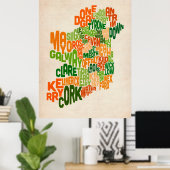 Ireland Eire County Text Map Poster (Thuiskantoor)