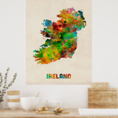 Ireland Eire Waterverf Map Poster (Keuken)