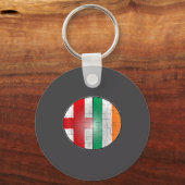 Ireland England Tee - Half Irish English Expat Puz Sleutelhanger (Voorkant)