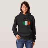Ireland Flag Black and Tan Coonhound Dog In Pocket Hoodie (Voorkant volledig)