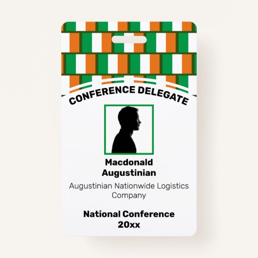 IRELAND FLAG Gepersonaliseerd Logo Foto-ID Naam Badge (Voorkant)