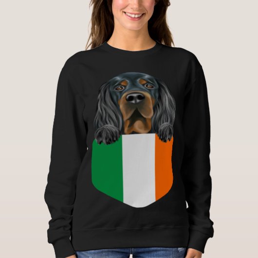 Ireland Flag Gordon Setter Dog In Pocket Trui (Voorkant)