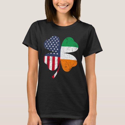 Ireland Flag Irish St Patrick s Day USA Flag Lucky T-shirt (Voorkant)