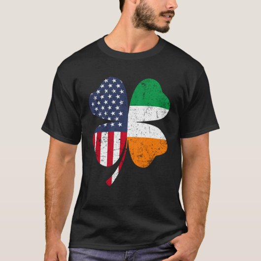 Ireland Flag Irish St Patrick s Day USA Flag Lucky T-shirt (Voorkant)