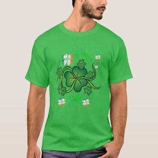 Ireland Flag Lucky Four Leaf Shamrock St Patricks T-shirt