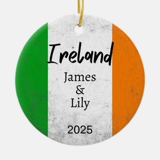 Ireland Flag Ornament, gepersonaliseerd Ierland Keramisch Ornament (Voorkant)
