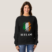 Ireland Flag Pride Irish Roots Scratch Heritage Trui (Voorkant volledig)