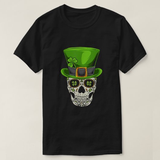 Ireland Gift Clover Mexican Irish Skull St Patrick T-shirt (Design voorkant)