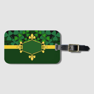 Ireland green shamrocks, monogram/initialen toevoe bagagelabel