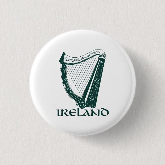 Ireland Harp Design, Irish Harp Ronde Button 3,2 Cm (Voorkant)