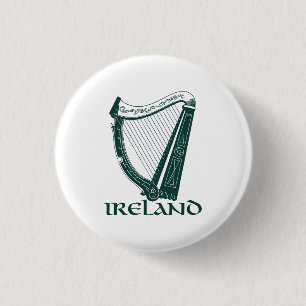 Ireland Harp Design, Irish Harp Ronde Button 3,2 Cm