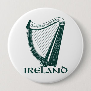 Ireland Harp Design, Irish Harp Ronde Button 4,0 Cm