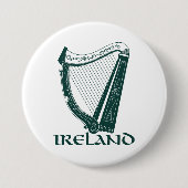 Ireland Harp Design, Irish Harp Ronde Button 7,6 Cm (Voorkant)