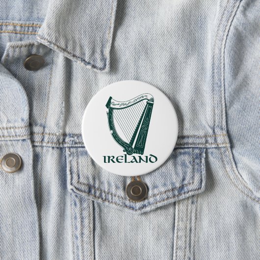 Ireland Harp Design, Irish Harp Ronde Button 7,6 Cm (In situ)
