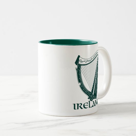 Ireland Harp Design, Irish Harp Tweekleurige Koffiemok (Voorkant rechts)