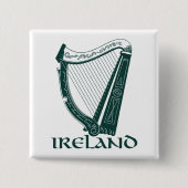 Ireland Harp Design, Irish Harp Vierkante Button 5,1 Cm (Voorkant)