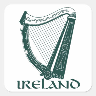 Ireland Harp Design, Irish Harp Vierkante Sticker