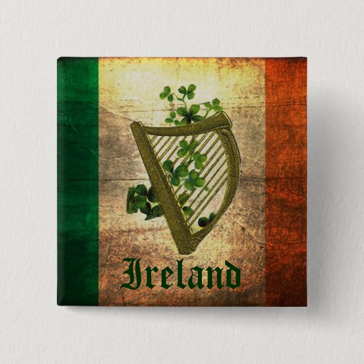Ireland Harp Flag Digital Art Button (Voorkant)