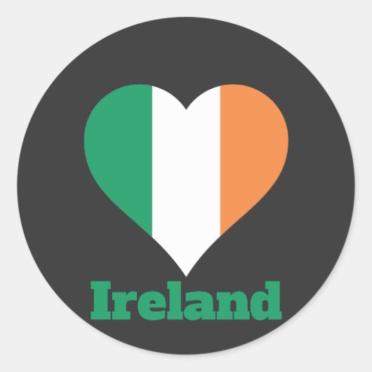 Ireland Heart Flag Ronde Sticker (Voorkant)
