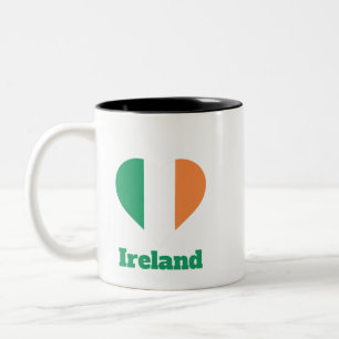 Ireland Heart Flag Tweekleurige Koffiemok