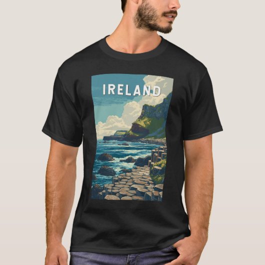 Ireland Illustration Travel Art Vintage T-shirt (Voorkant)