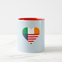 Ireland, irish - America, USA. Heart, Country Love Tweekleurige Koffiemok