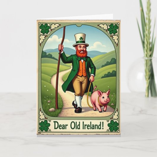 Ireland Man And Pig Fun Day Card Kaart (Voorkant)
