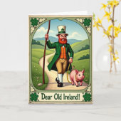 Ireland Man And Pig Fun Day Card Kaart (Gele Bloem)