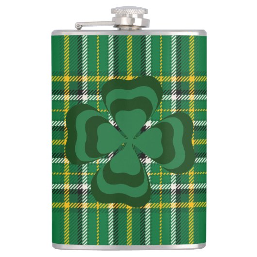 Ireland National Tartan, Shamrock, Voeg een naam t Heupfles (Voorkant)