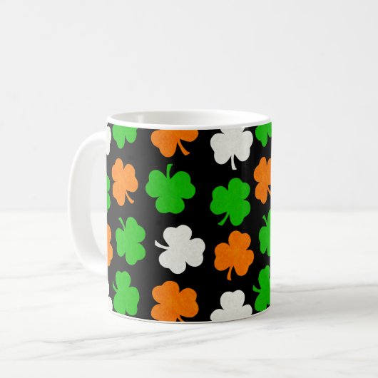 Ireland Papercut Shamrocks - Black Coffee Mok (Voorkant links)
