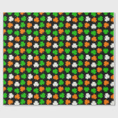 Ireland Papercut Shamrocks - Black Wrapping Paper Cadeaupapier (Vlak)